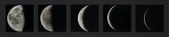 (LUNAR PHASES) A sequence of 15 photographs by Adolf Voigt and Hans Giebler depicting lunar phases, from waning to waxing crescents.